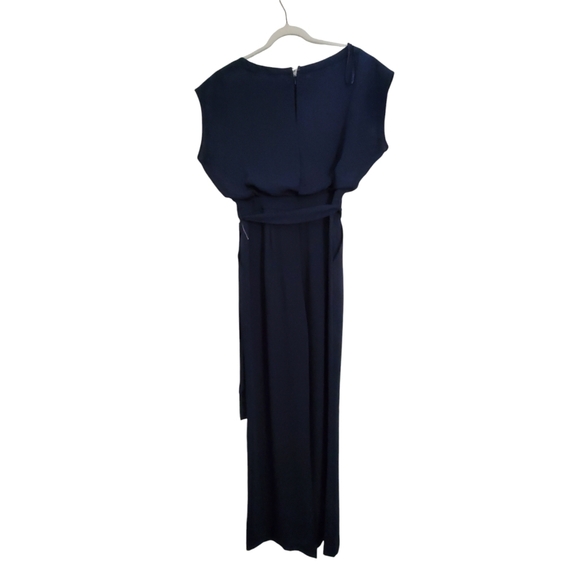 Eliza J Navy Wideleg Belted Jumpsuit Event Wedding Party Flowy W31.5" - Picture 11 of 13